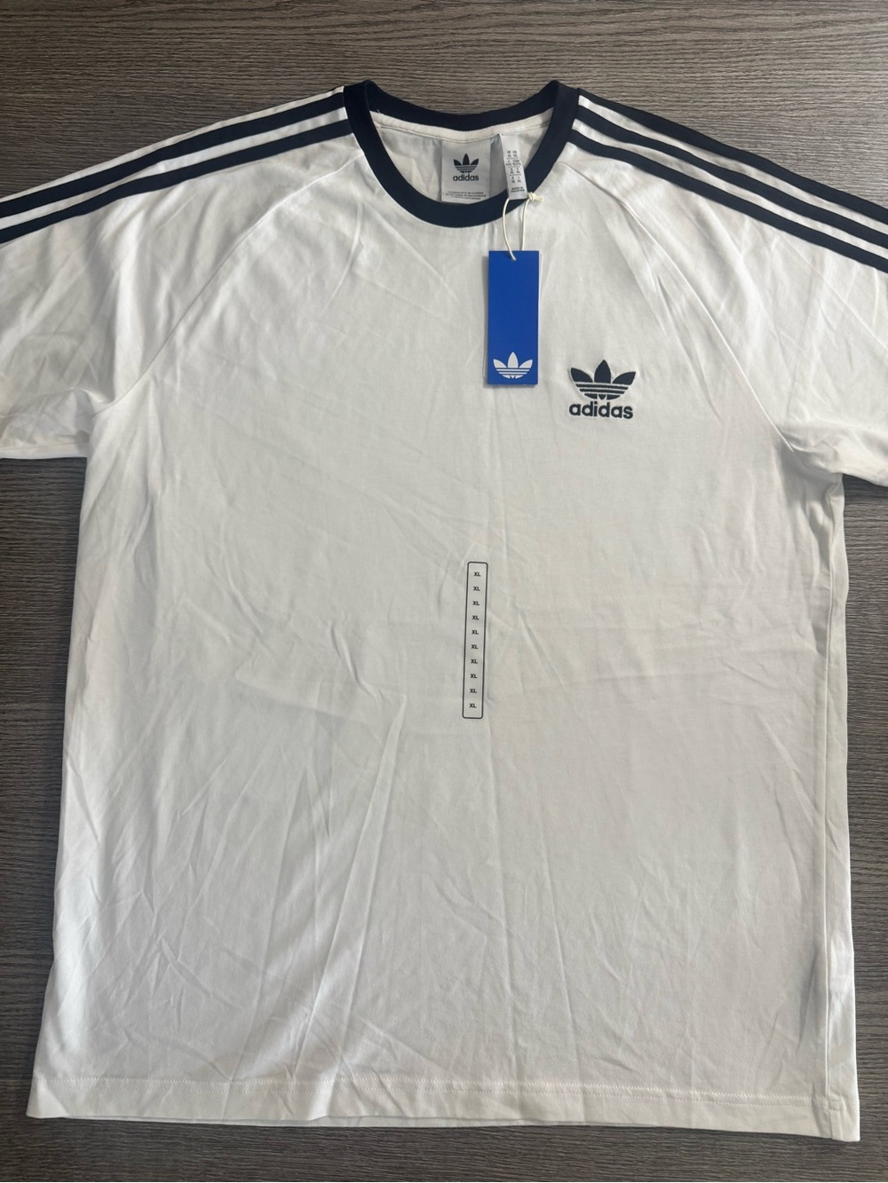 Adidas Originals Men's T-Shirt Trefoil Retro 3-Stripes Tee Size XL White Black